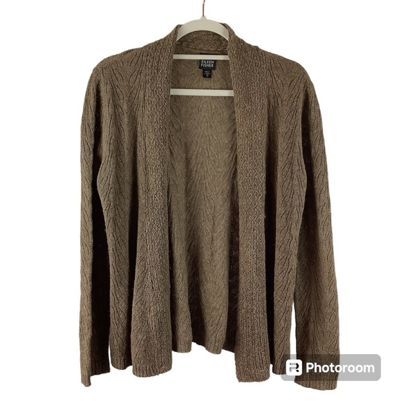 Eileen Fisher Brown Alpaca Blend Cardigan Sweater - Picture 1 of 5